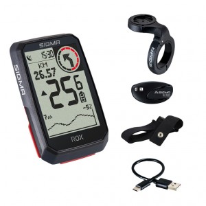 Ciclocomputer Sigma Rox 4.0 HR Set - nero(incl. rilev.velocità+freq.cardiaca)