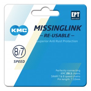 Maglia di chius. KMC 7/8R EPT - 2 pezzi, per catene 7,1mm, argento