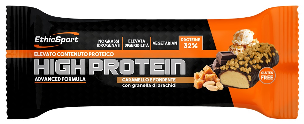 ETHICSPORT HIGH PROTEIN Caramello e Fondente - Box 21 Barrette 