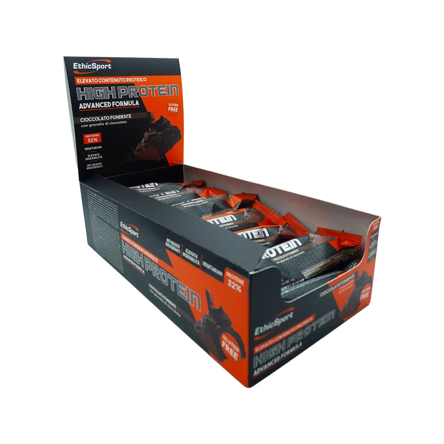 ETHICSPORT HIGH PROTEIN Cioccolato Fondente - Box 21 Barrette