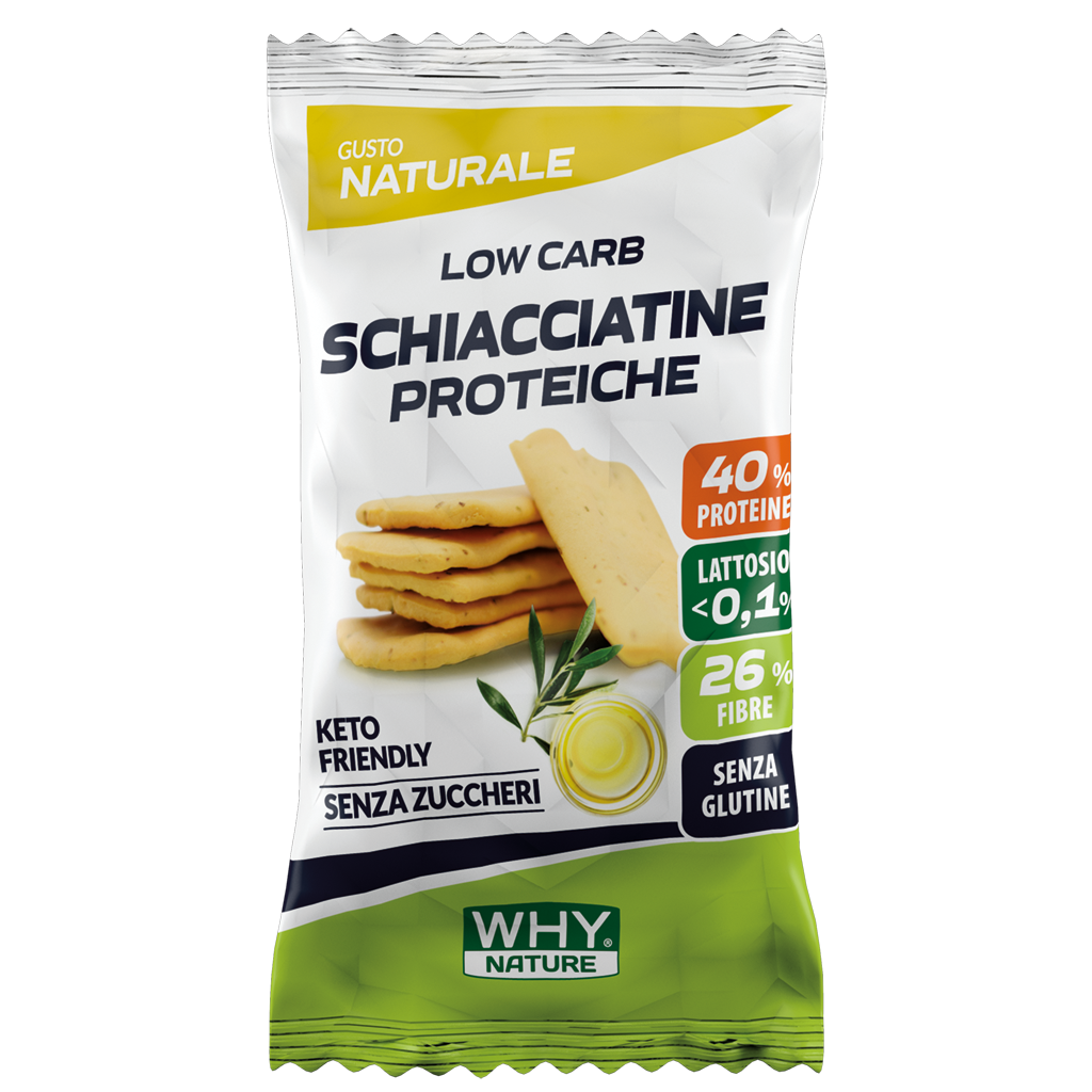 WHY NATURE LOW CARB - SCHIACCIATINE PROTEICHE - Snack Salati - Gusto Naturale - 30 gr - Box da 25 schiacciatine da 30 g
