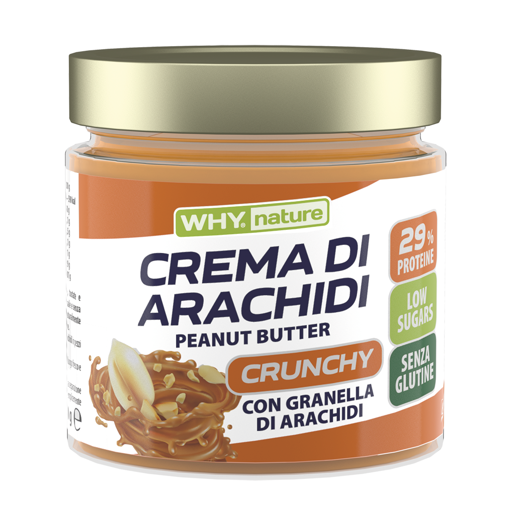 WHY NATURE BURRO DI ARACHIDI - Burro Arachidi Senza Glutine - Crema Spalmabile - Crunchy - 350 gr