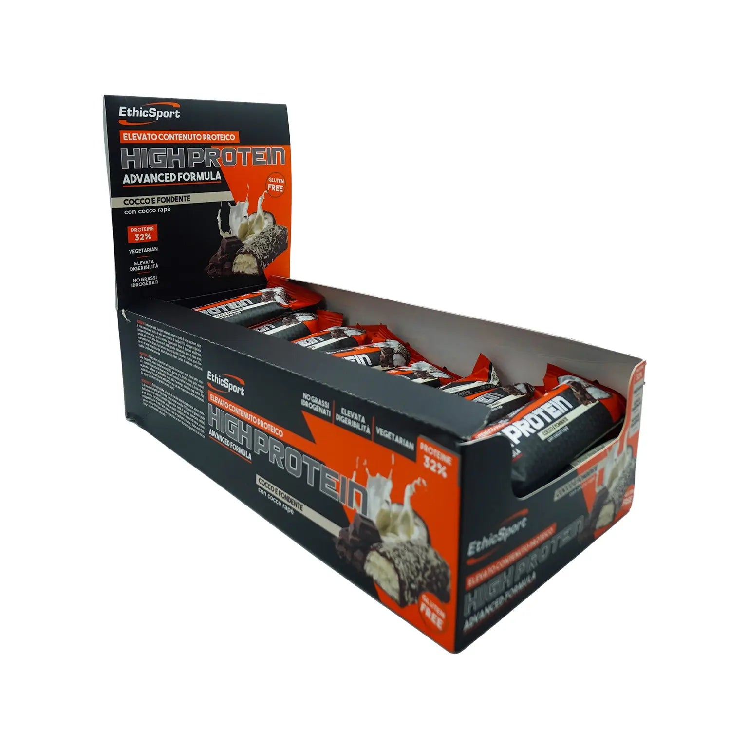 ETHICSPORT HIGH PROTEIN Cocco e Fondente - Box 21 Barrette.