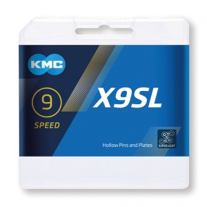 Catena per cambio KMC X9SL Ti-N oro - 1/2