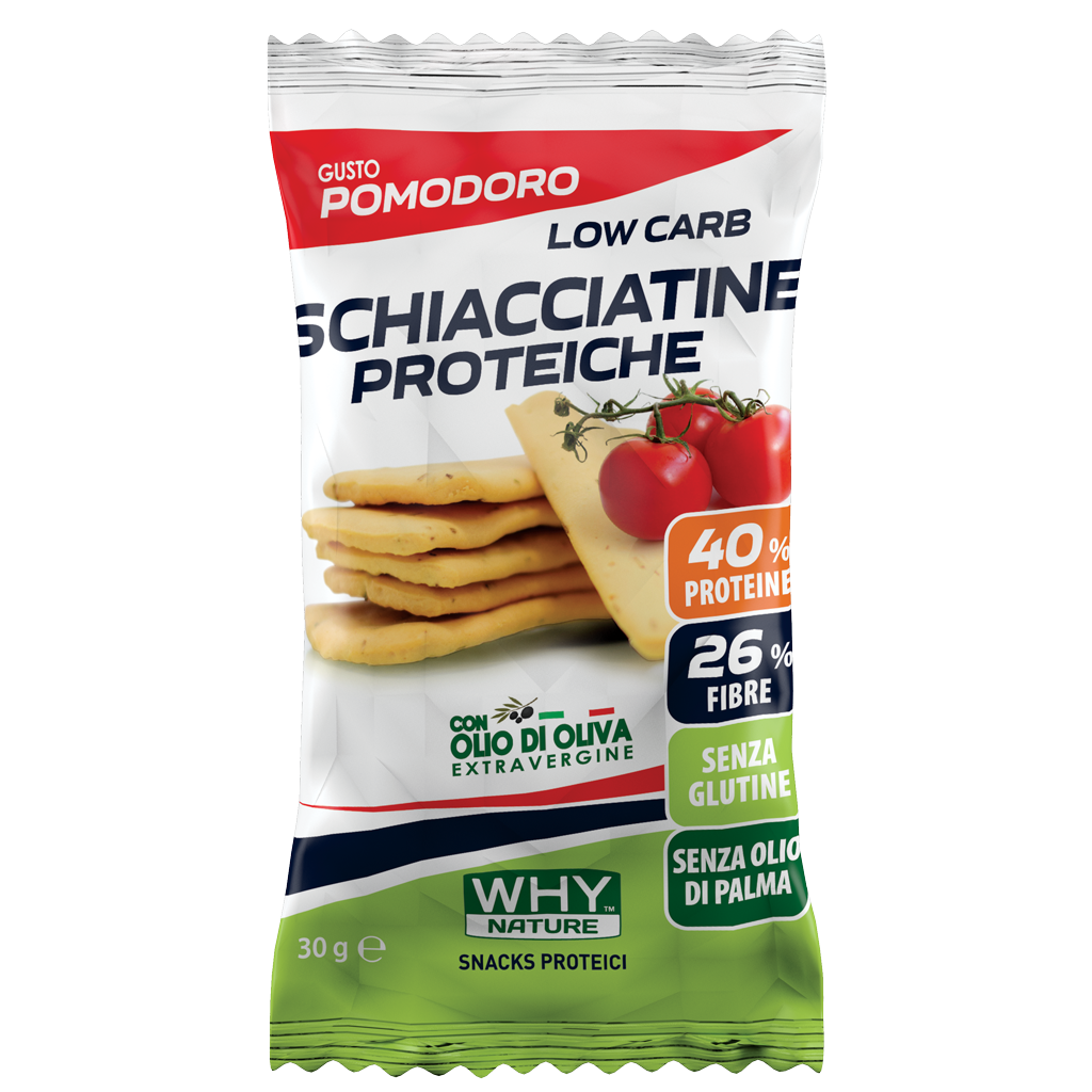 WHY NATURE LOW CARB - SCHIACCIATINE PROTEICHE - Snack Salati - 30 gr (Pomodoro)
