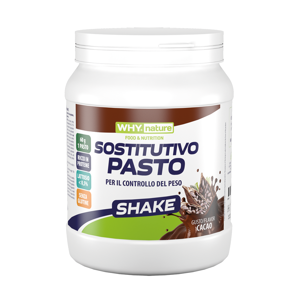 WHY NATURE SOSTITUTIVO PASTO - Sostitutivo Pasto in polvere a base di proteine del latte carboidrati - gusto Cacao - 480gr