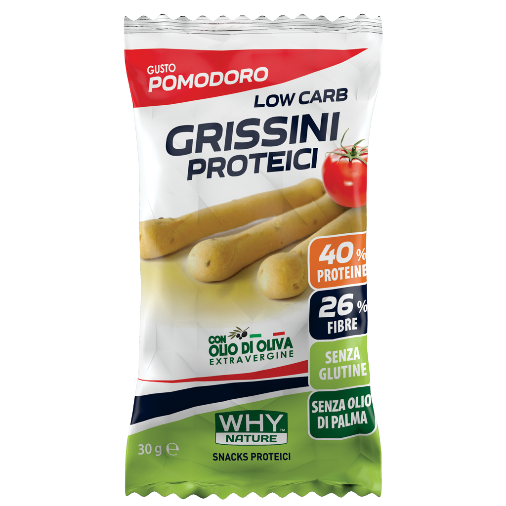 WHY NATURE LOW CARB - GRISSINI PROTEICI - Gusto Pomodoro - 30 gr - (box 25pz)