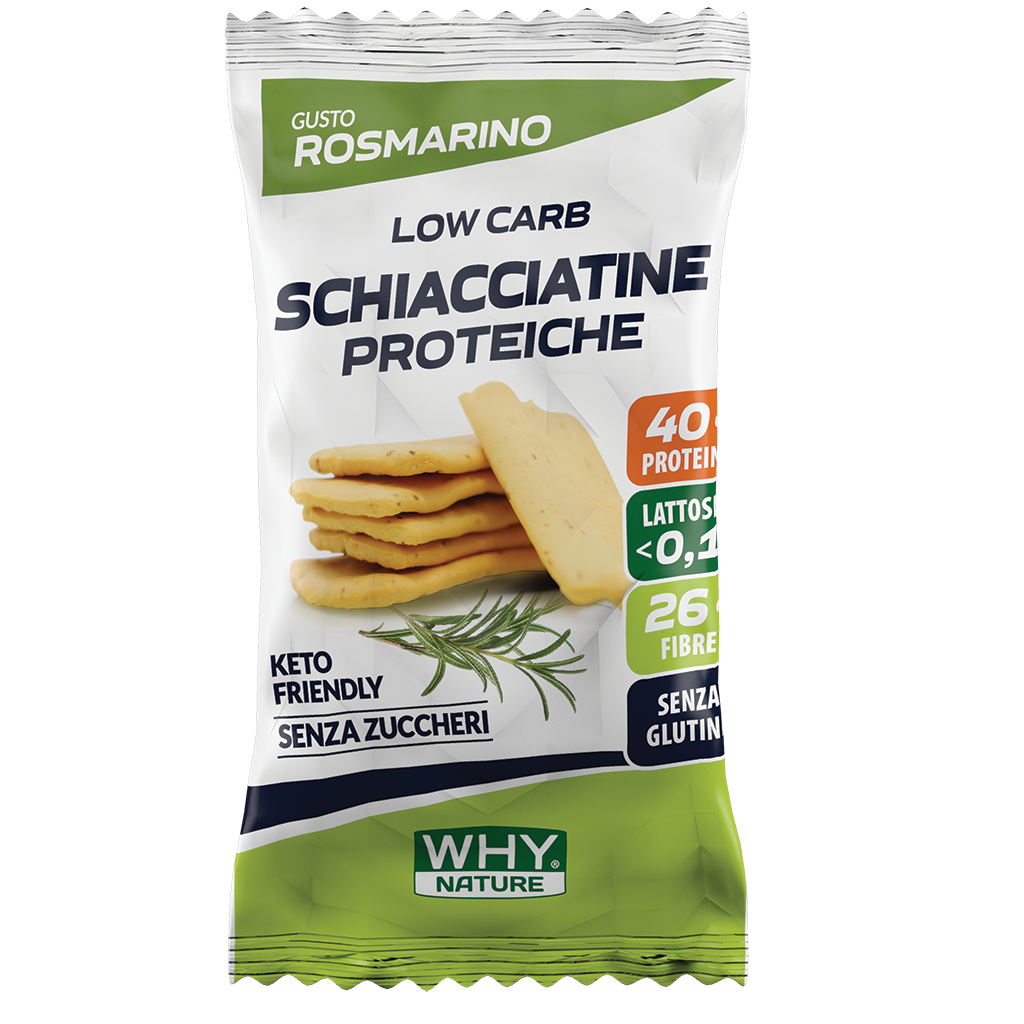 WHY NATURE LOW CARB - SCHIACCIATINE PROTEICHE - Snack Salati - Gusto Rosmarino - 30 gr - Box da 25 schiacciatine da 30 g