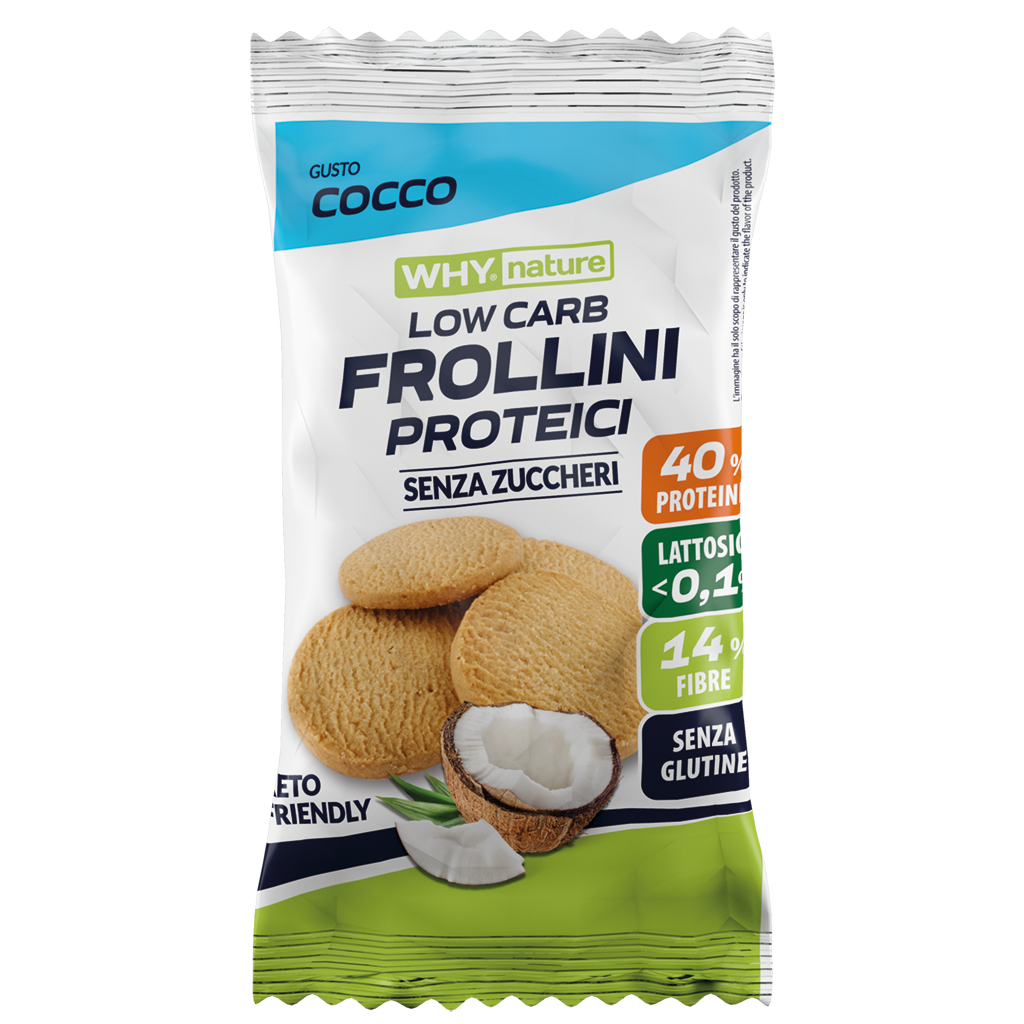 WHY NATURE LOW CARB - FROLLINI PROTEICI – Frollini Proteici Senza Glutine - Gusto Cocco - 30 gr