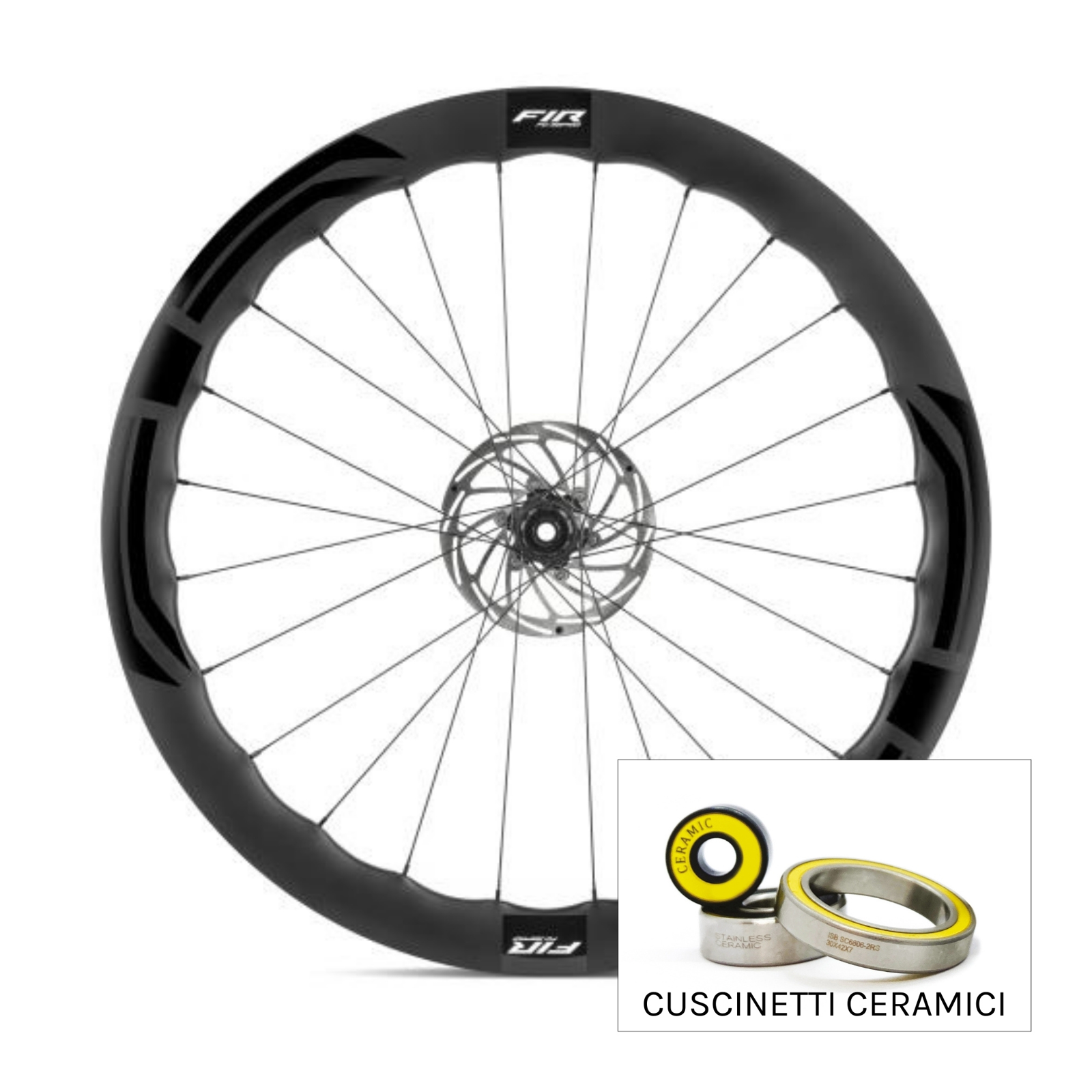 Coppia Ruote FIR FC 50 PRO CERAMIC Carbon Disk Road NERO